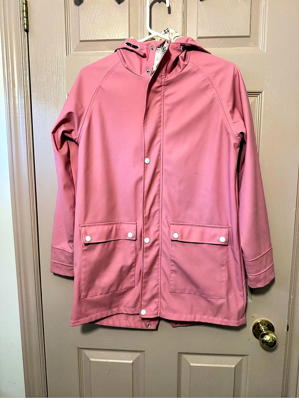 Floral Hooded Raincoat Pink Girls sz 16 Like New